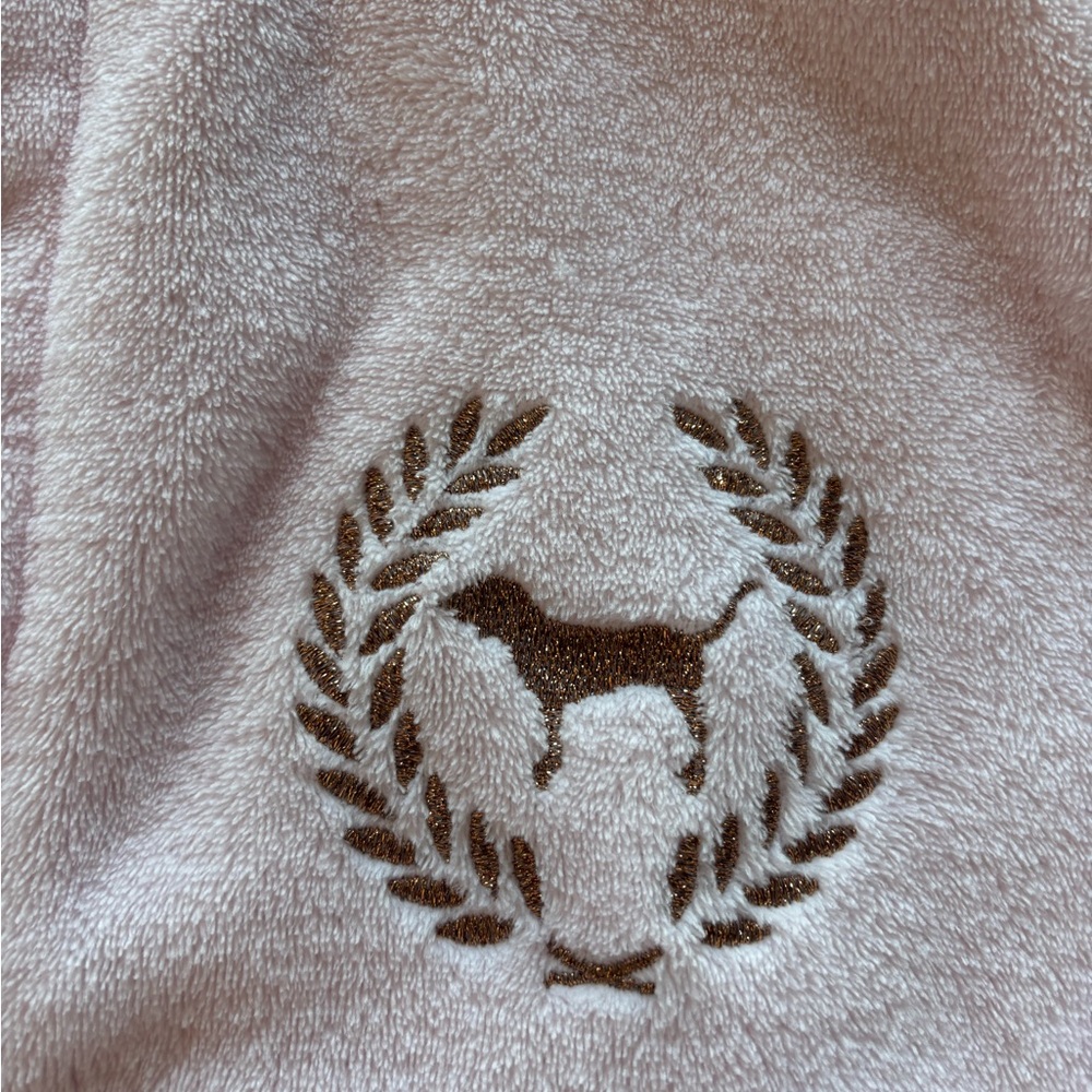 Victoria’s Secret Pink , Small Robe w/hoddie and  with Gold Accents, plush! - Picture 3 of 6